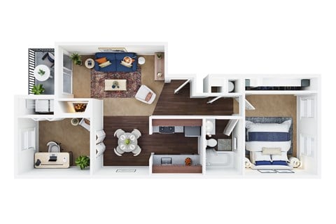 Floor plan for 1 bed, 1 bath, 821 sqft